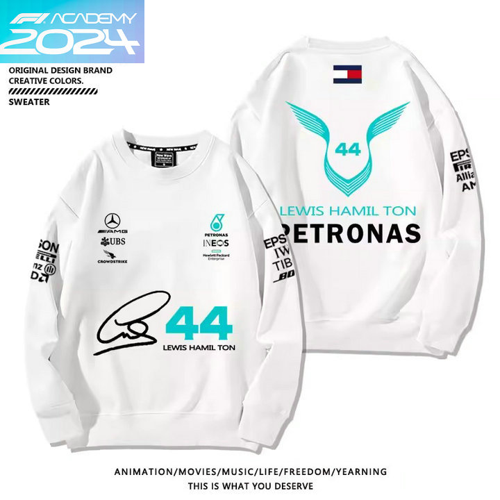 Sweat shirt Mercedes AMG Petronas F1 No.44 Lewis Hamilton homme sans capuche